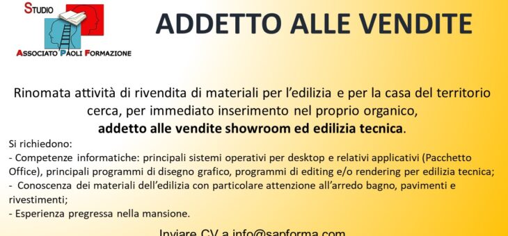 Addetto alle vendite showroom ed edilizia tecnica